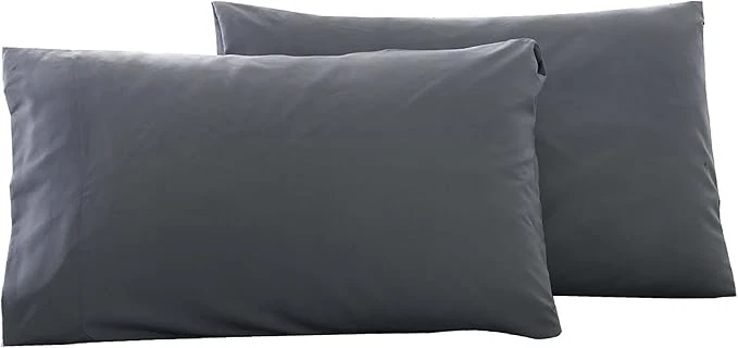 Detailed Microfiber Queen Bed Pillowcases 2 Pack Super Soft Bed Pillow Covers Envelope Closure Wrinkle Fade and Stain Resistant 20x30 Grey Minimalist