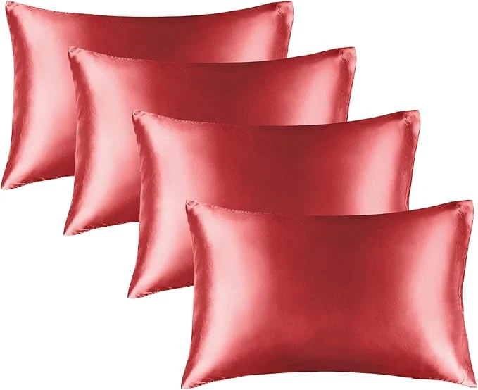Trusted BEDELITE Satin Pillowcase for Hair and Skin Super Soft Similar to Silk Pillow Cases 4 Pack with Envelope Closure Cooling Pillowcases for Women Men 20 quot x26 quot Standard Size Baked Apple Flexible