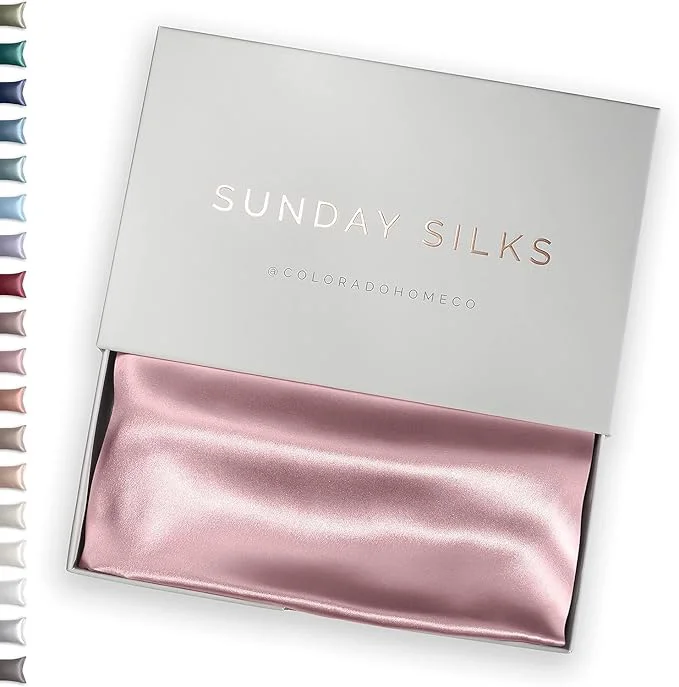 Natural SUNDAYSILKS™ Mulberry Silk Pillowcase Silk Pillow Cases for Hair amp Skin Superior to Satin Pillowcase with Zipper Standard Queen King Sizes Anti-Wrinkle Cooling Non-Slip Silk Pillowcases Recyclable