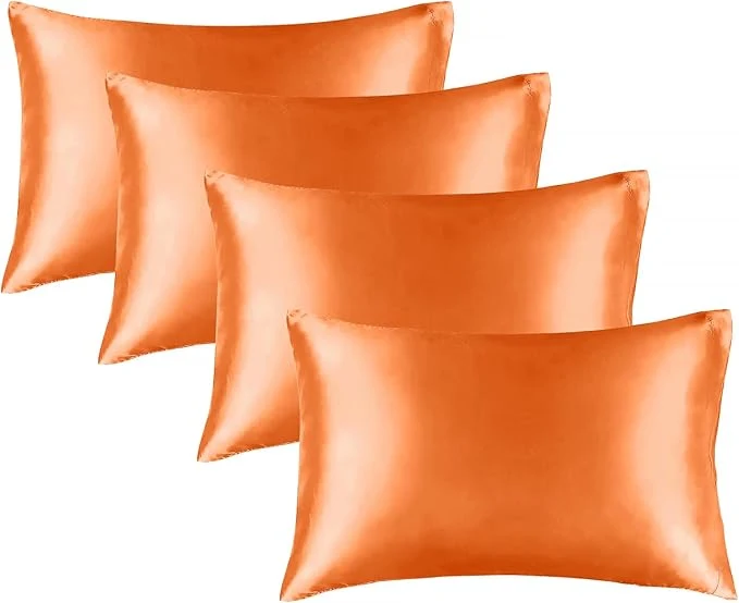 Consistent BEDELITE Satin Pillowcase for Hair and Skin Super Soft Similar to Silk Pillow Cases 4 Pack with Envelope Closure Cooling Pillowcases for Women Men 20 quot x30 quot Queen Size Burnt Orange Lightweight