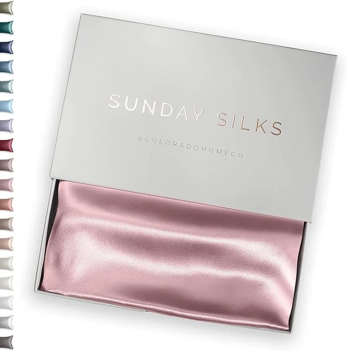 Outstanding SUNDAYSILKS™ Premium Silk Pillow Cases Mulberry Silk Pillowcase with Zipper All Sides 22 Momme Grade 6A Silk Standard Queen King Size Pink Quartz Exclusive