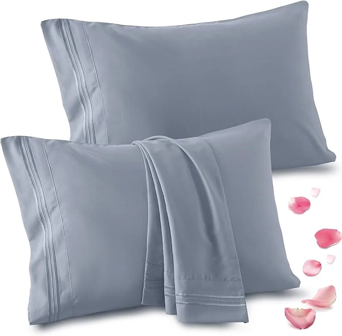 Flexible Vonty 2 Pack Queen Pillow Cases - 20x30 Inch 1800 Thread Count Microfiber Pillowcases Queen Size Grey Pillow Cases Luxury amp Soft Embroidered Bed Pillow Covers with Envelope Closure Exceptional