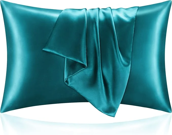 Relaxed BEDELITE Satin Pillowcase for Hair and Skin Super Soft and Cooling Similar to Silk Pillow Cases 2 Pack with Envelope Closure Gift for Women Men 20 quot x36 quot King Size Teal High-Quality