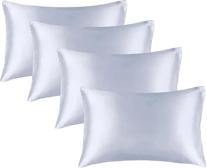 Carefully Designed BEDELITE Satin Pillowcase for Hair and Skin Super Soft Similar to Silk Pillow Cases 4 Pack with Envelope Closure Cooling Pillowcases for Women Men 20 quot x30 quot Queen Size Evening Haze