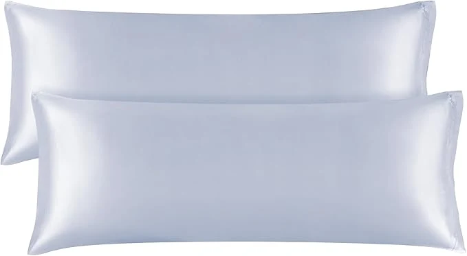 Verified BEDELITE Satin Body Pillow Cover 2 Pack Super Soft and Cooling Body Pillow Pillowcase for Hair and Skin Breathable Silky Full Long Pillowcase Cover 20 quot x54 quot Evening Haze Safe