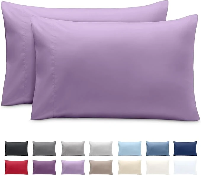 Convenient Bare Home Microfiber Pillow Cases - King 20x36 - Cooling Pillowcases - Double Brushed - Easy Care - Envelope Closure King Pillowcase Set of 2 Lavender Practical