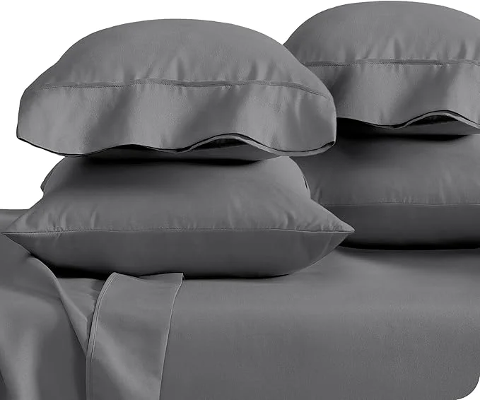 Dependable Bare Home Microfiber King Size Pillowcases - 4 Pack Grey 20x40 Artisan