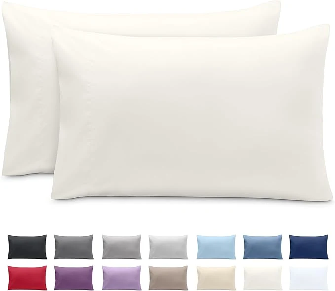 Innovative Bare Home Microfiber Pillow Cases - Queen Size Set of 2 - Cooling Pillowcases - Double Brushed - Easy Care - Envelope Closure Queen Pillowcase Set of 2 Cream Artisan