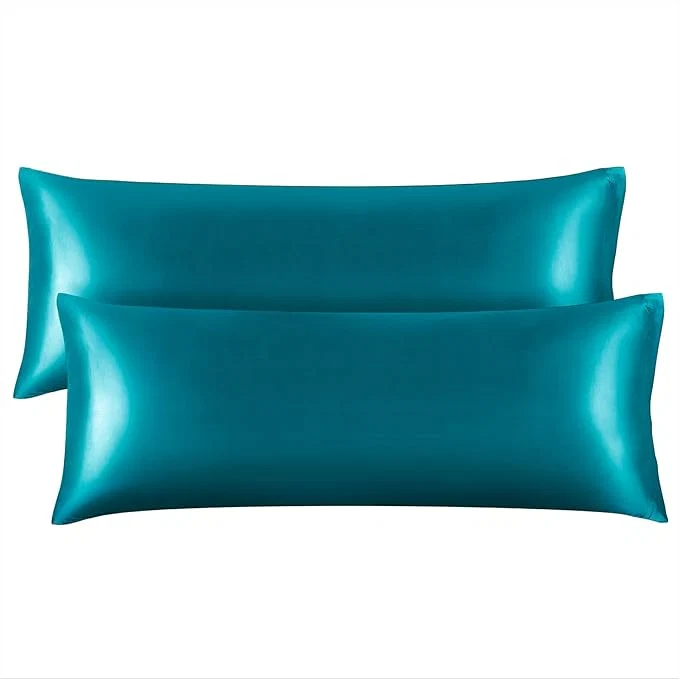 Refined BEDELITE Satin Body Pillow Cover 2 Pack Super Soft and Cooling Body Pillow Pillowcase for Hair and Skin Breathable Silky Full Long Pillowcase Cover 20 quot x54 quot Teal High-End