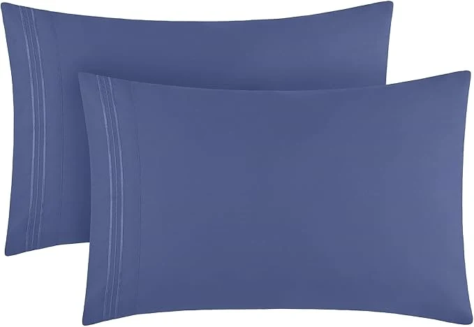 Modern Mellanni Pillow Cases - Luxury Extra Soft Cooling Pillow Covers - 2 PC Iconic Collection Pillowcases - Envelope Closure Standard Queen 20 quot x 30 quot Blue Nova Breathable