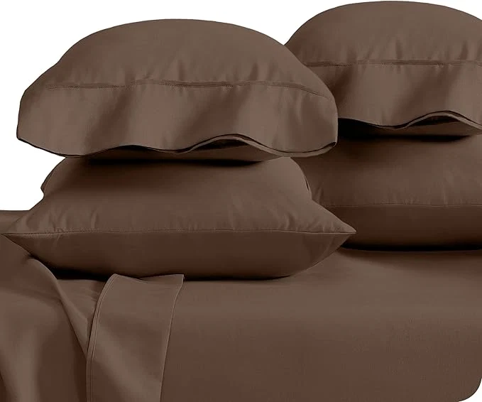 Crafted Bare Home Microfiber 4 Pack Standard Queen Pillowcases Cocoa 20x30 Secure