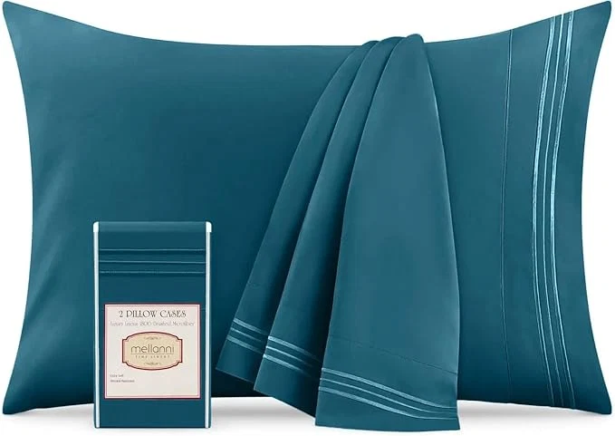 Mellanni Pillow Cases - Luxury Extra Soft Cooling Pillow Covers - 2 PC Iconic Collection Pillowcases - Envelope Closure King 20 quot x 40 quot Teal Trusted