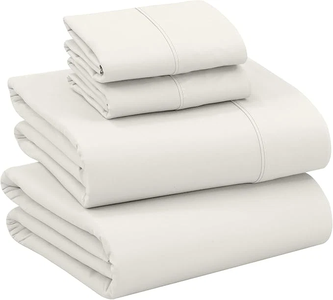 Luxury RUVANTI Cotton Sheets – King Size Percale Bedding Cooling amp Breathable Durable with a Crisp Soft amp Comfortable Feel 16 quot Deep Pocket 4-Piece Set Ivory Sustainable