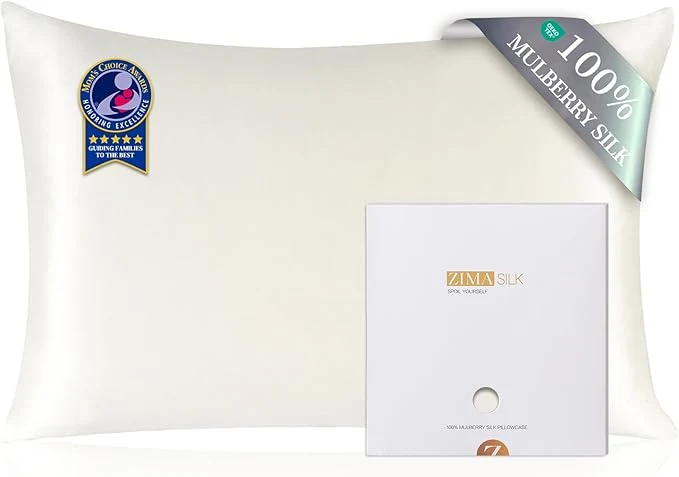 Innovative ZIMASILK Pure Mulberry Silk Pillowcase for Hair and Skin Health Soft and Smooth Both Sides Premium Grade 6A Silk 600 Thread Count with Hidden Zipper 1pc Queen 20 39 39 x30 39 39 Ivory Professional