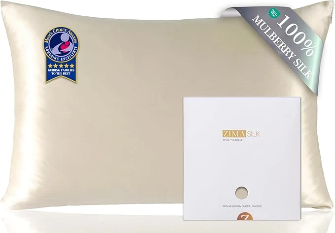 Luxury ZIMASILK Pure Mulberry Silk Pillowcase for Hair and Skin Health Soft and Smooth Both Sides Premium Grade 6A Silk 600 Thread Count with Hidden Zipper 1pc King 20 39 39 x40 39 39 Beige Proven
