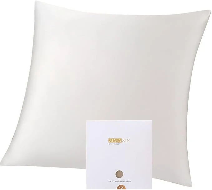 Comfortable ZIMASILK Pure Mulberry Silk Pillowcase for Hair and Skin Health Soft and Smooth Both Sides Premium Grade 6A Silk 600 Thread Count with Hidden Zipper 1pc Throw 18 39 39 x18 39 39 White Fine Crafted