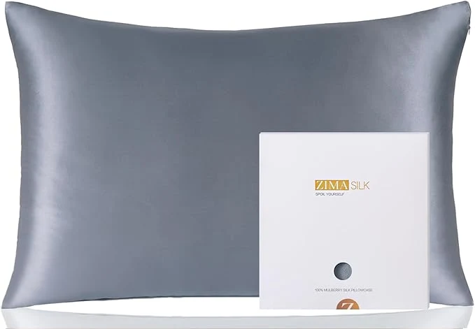 Recyclable ZIMASILK Pure Mulberry Silk Pillowcase for Hair and Skin Health Soft and Smooth Both Sides Premium Grade 6A Silk 600 Thread Count with Hidden Zipper 1pc Standard 20 39 39 x26 39 39 Slate Blue Stylish