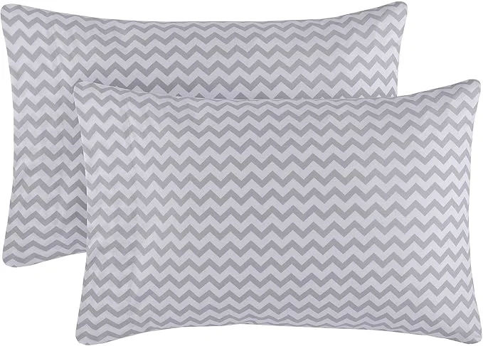 Natural Mellanni Pillow Cases - Luxury Extra Soft Cooling Pillow Covers - 2 PC Iconic Collection Pillowcases - Envelope Closure Standard Queen 20 quot x 30 quot Chevron Gray Sophisticated