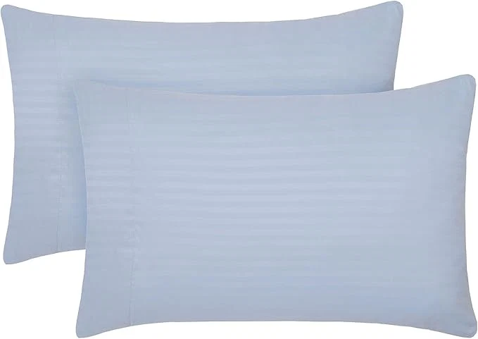 Elite Mellanni Pillow Cases - Luxury Extra Soft Cooling Pillow Covers - 2 PC Iconic Collection Pillowcases - Envelope Closure King 20 quot x 40 quot Striped Light Blue High-End