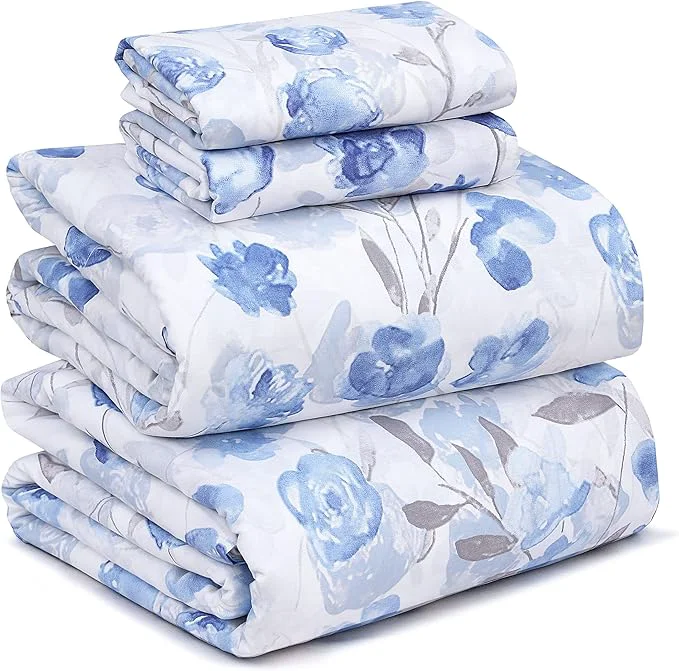 Next-Generation RUVANTI Cotton Sheets – Full Size Percale Bedding Cooling amp Breathable Floral Design Durable with a Crisp Soft amp Comfortable Feel 16 quot Deep Pocket 4-Piece Set Monotones Safe