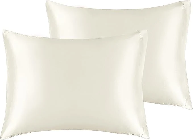 Convenient BEDELITE Satin Pillowcase for Hair and Skin Super Soft and Cooling Similar to Silk Pillow Cases 2 Pack with Envelope Closure Gift for Women Men 13 quot x18 quot Toddler Size Ivory Organic