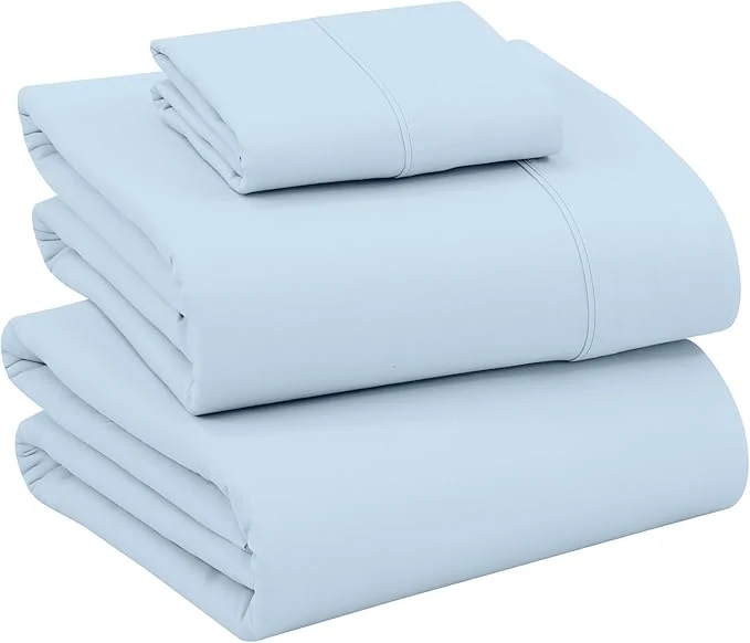 RUVANTI Cotton Sheets – Twin XL Size Percale Bedding Cooling amp Breathable Durable with a Crisp Soft amp Comfortable Feel 16 quot Deep Pocket 3-Piece Set Baby Blue Outstanding