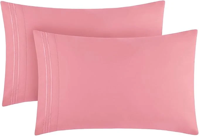 Functional Mellanni Pillow Cases - Luxury Extra Soft Cooling Pillow Covers - 2 PC Iconic Collection Pillowcases - Envelope Closure King 20 quot x 40 quot Pink Convenient