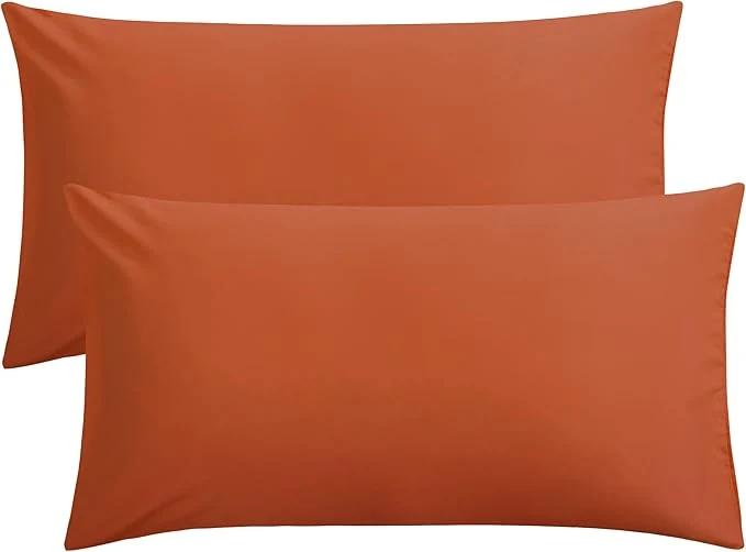Proven FLXXIE King Pillow Cases Set of 2 Soft Microfiber Pillow Covers with Envelope Closure Wrinkle Fade and Stain Resistant Pillowcases 20x36 Burnt Orange Flexible