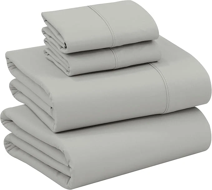 Expertly Made RUVANTI Cotton Sheets – California King Percale Bedding Cooling amp Breathable Durable with a Crisp Soft amp Comfortable Feel 14 quot Deep Pocket 4-Piece Set Silver Secure