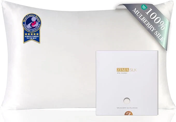 High-End ZIMASILK Pure Mulberry Silk Pillowcase for Hair and Skin Health Soft and Smooth Both Sides Premium Grade 6A Silk 600 Thread Count with Hidden Zipper 1pc King 20 39 39 x40 39 39 White Optimized