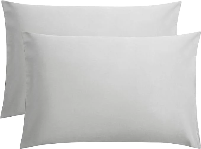 Traditional FLXXIE Pillow Cases Queen Soft Microfiber Pillow Covers with Envelope Closure Wrinkle Resistant Pillowcases 2 Piece Set 20x30 Light Grey Long-Lasting