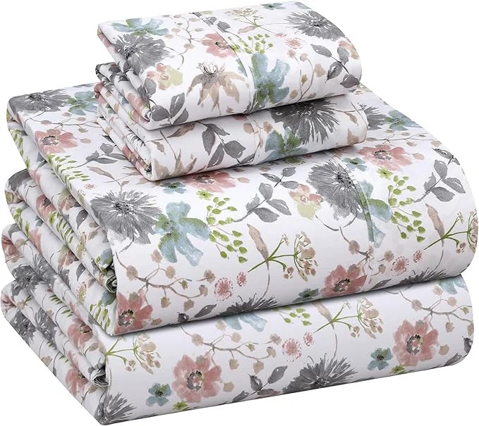 Safe RUVANTI Cotton Sheets – Full Size Percale Bedding Cooling amp Breathable Floral Design Durable with a Crisp Soft amp Comfortable Feel 16 quot Deep Pocket 4-Piece Set Dandelion Field Quality