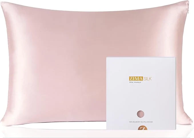 Minimalist ZIMASILK Pure Mulberry Silk Pillowcase for Hair and Skin Health Soft and Smooth Both Sides Premium Grade 6A Silk 600 Thread Count with Hidden Zipper 1pc Queen 20 39 39 x30 39 39 Pale Pink First-Class