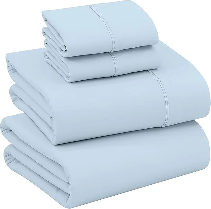 Authentic RUVANTI Cotton Sheets – Queen Size Percale Bedding Cooling amp Breathable Durable with a Crisp Soft amp Comfortable Feel 16 quot Deep Pocket 4-Piece Set Baby Blue Fine Crafted