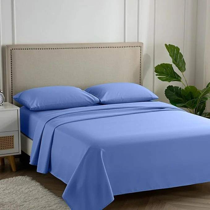 Safe Carressa Linen Egyptian Cotton King Size Sheets Set - 600 Thread Count Egyptian Cotton Queen Sheets King Size 4 PC Marine Blue Soft Cooling 16 quot Deep Pocket Sateen Weave Luxury Bed Sheet Set Flexible