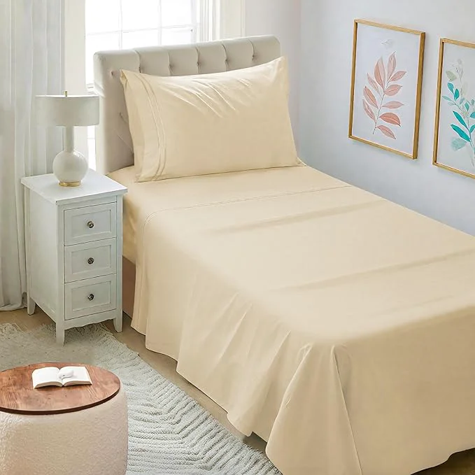 Genuine Mejoroom Twin XL Sheet Set - Hotel Luxury Microfiber Sheet amp Pillowcase Sets Fits College Dorm Room Mattress - Soft Breathable Wrinkle amp Fade Resistant - 3 Piece Taupe Original