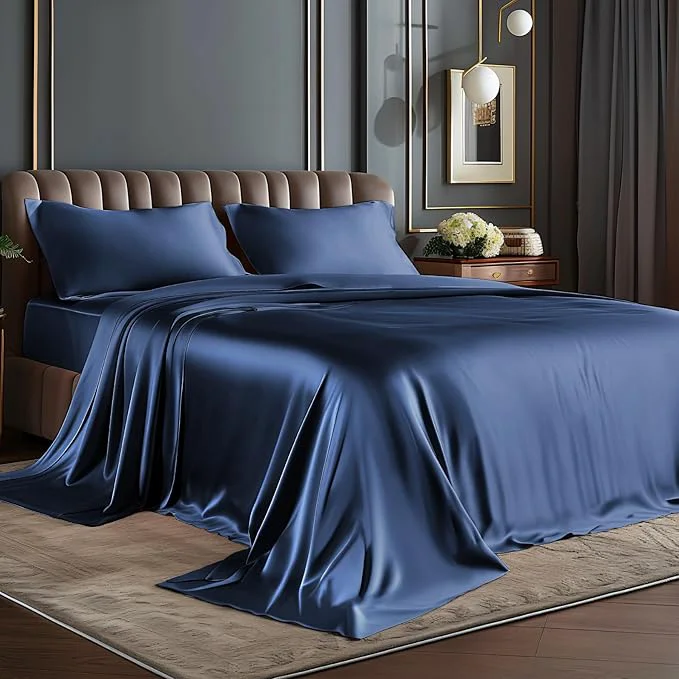 Durable BEDELITE Satin Sheets Twin XL Size Bed Set Luxury Soft Navy Silky Sheets for Hair and Skin Similar to Silk Bed Sheets Set 3 Pieces （1 Deep Pocket Fitted Sheet 1 Flat Sheet and 1 Pillowcase） Green
