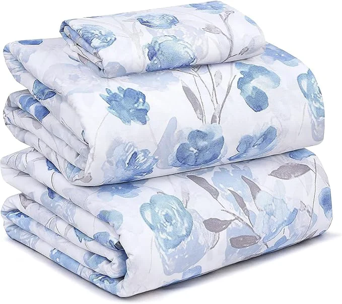 Solid RUVANTI Cotton Sheets – Twin Size Percale Bedding Cooling amp Breathable Floral Design Durable with a Crisp Soft amp Comfortable Feel 16 quot Deep Pocket 3-Piece Set Monotones Authentic