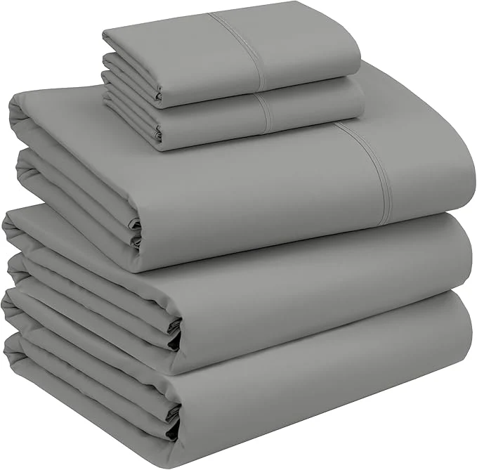Healthy RUVANTI Cotton Sheets – Split King Size Percale Bedding Cooling amp Breathable Durable with a Crisp Soft amp Comfortable Feel 16 quot Deep Pocket 5-Piece Set Mist Grey Official