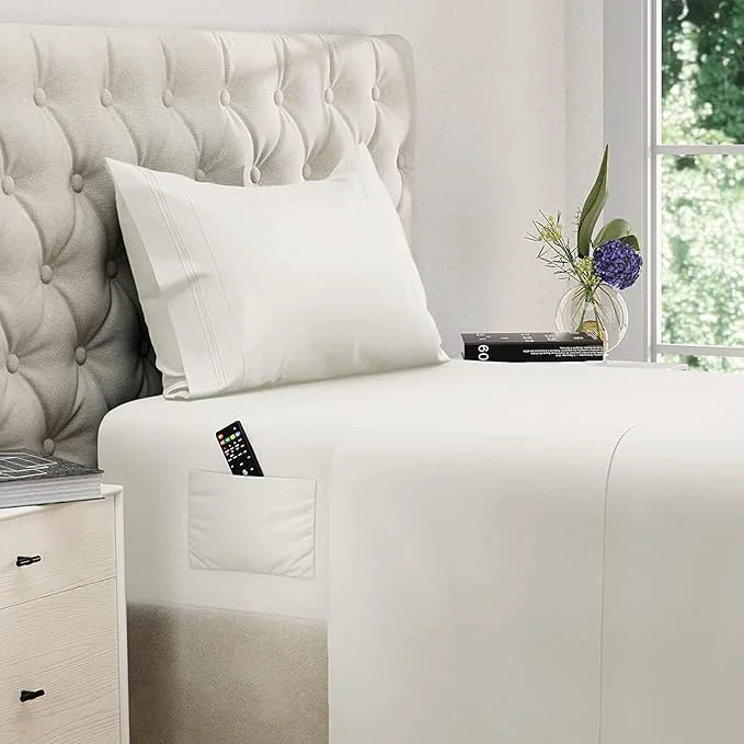 Genuine DREAMCARE Twin XL Sheet Sets – 3pcs Cooling Sheets – up to 15 Deep Pocket Twin XL Sheets Set – Hotel Luxury Sheets amp Pillowcases – Superior Softness Fine Microfiber with Side Pocket – Ivory Outstanding