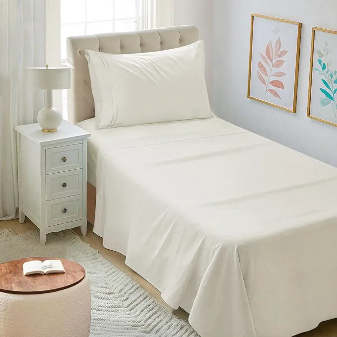Superior Mejoroom Twin XL Sheet Set - Hotel Luxury Microfiber Sheet amp Pillowcase Sets Fits College Dorm Room Mattress - Soft Breathable Wrinkle amp Fade Resistant - 3 Piece Ivory