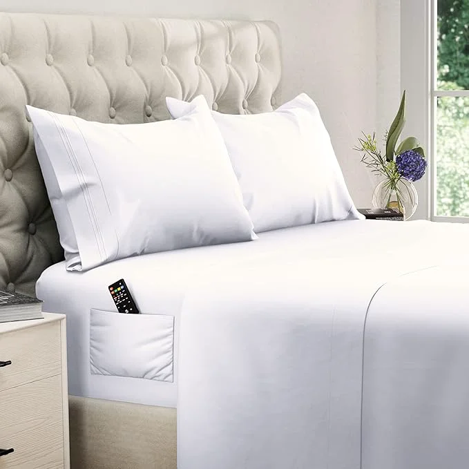 Professional DREAMCARE Full Size Sheets - Cooling Bed Sheets - 4pcs Set - up to 15 quot Deep Pocket Full Sheet Set - Sheets Full Size Bed - Soft amp Long Lasting Fine Brushed Polyester with Side Pocket - White Classic