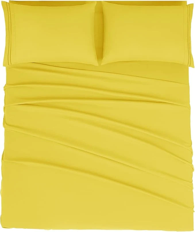 Convenient Mejoroom Full Size Sheet Sets - Hotel Luxury 1800 White Sheet - 16 Inch Deep Pocket Bed Sheets Extra Soft Breathable Wrinkle Fade amp Stain Resistant - 4 Piece Full Yellow Fine