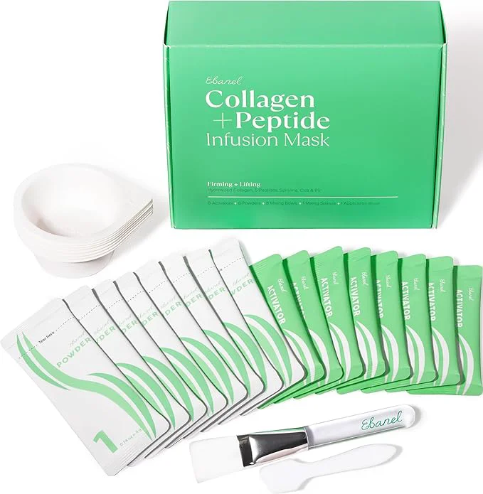 Optimized Ebanel Collagen Peptides Wash-Off Face Mask Set 8 Pack Instant Skin Tightening Pure