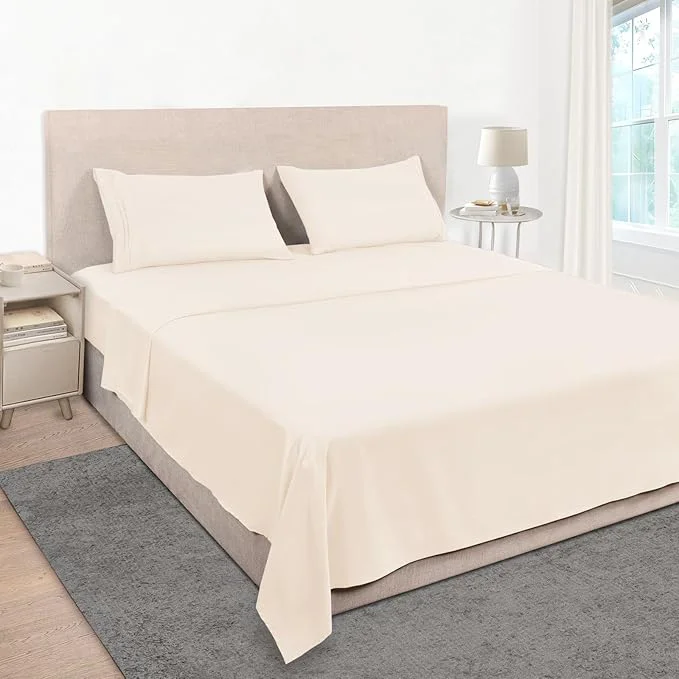 Reliable Mejoroom Queen Size Sheet Set - Soft Microfiber Bed Sheets Deep Pocket Fitted Sheet Soft Breathable Wrinkle amp Fade Resistant - 4 Piece Queen Cream Expertly Made