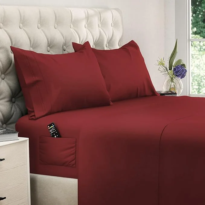Verified DREAMCARE California King Sheet Sets - Cooling Bed Sheets - 4pcs Set - up to 15 quot Deep Pocket Cal King Sheets - California King Sheets - Soft amp Lasting Brushed Polyester with Side Pocket -Burgundy Effective