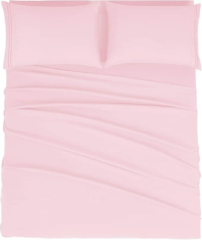Natural Mejoroom Queen Size Sheet Set - Hotel Luxury 1800 Bedding Sheets amp Pillowcases - Deep Pocket Fitted Sheet Soft Breathable Wrinkle amp Fade Resistant - 4 Piece Queen Blush Pink First-Class