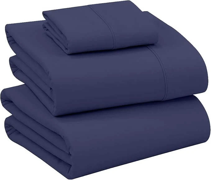 Professional RUVANTI Cotton Sheets – Twin XL Size Percale Bedding Cooling amp Breathable Durable with a Crisp Soft amp Comfortable Feel 16 quot Deep Pocket 3-Piece Set Crown Blue Elite