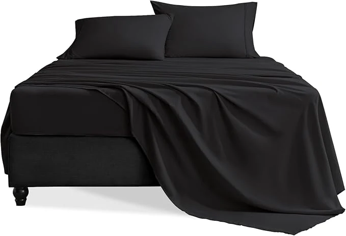 Specialty Twin Sheets Set 3 Pieces Hotel Luxury Soft Microfiber Bed Sheets Set Up to 16 quot Deep Pockets Oeko-Tex Sheets with Elastic Breathable Wrinkle Black Twin Smooth