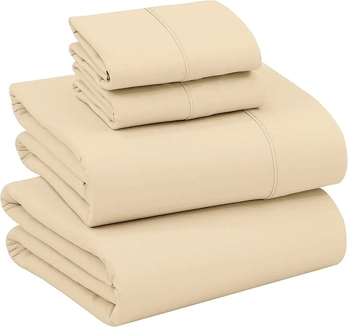 Exclusive RUVANTI Cotton Sheets – California King Percale Bedding Cooling amp Breathable Durable with a Crisp Soft amp Comfortable Feel 14 quot Deep Pocket 4-Piece Set Beige Consistent